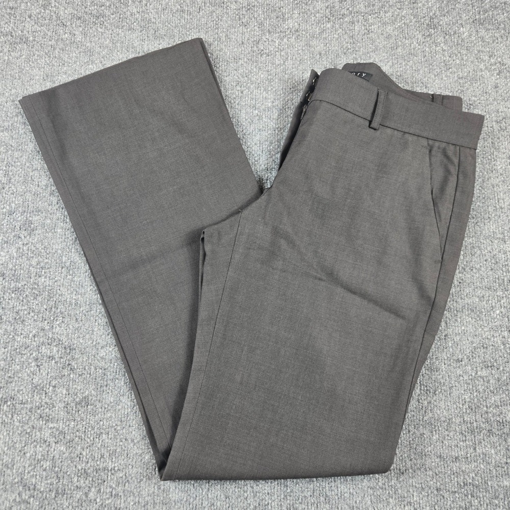Theory Wide Leg Trousers Womens 10 Gray Side Zip Dress Pants Professional